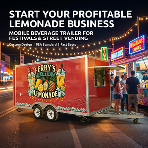 Remorque mobile pour boissons, limonade et nourriture à vendre – Remorque <span class=keywords><strong>de</strong></span> concession personnalisée pour <span class=keywords><strong>la</strong></span> vente en extérieur - Product Image 2