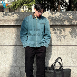 Chaqueta de Trabajo Vintage sin Forro, de Lona Desgastada, <span class=keywords><strong>para</strong></span> <span class=keywords><strong>Hombre</strong></span> - Product Image 5