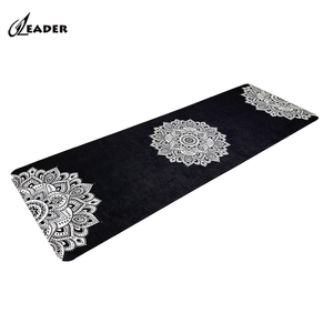 Logo không trượt sinh thái da lộn màu đen tập thể dục tập thể dục <span class=keywords><strong>Mat</strong></span> nhãn hiệu riêng cao su TPE sợi nhỏ Yoga <span class=keywords><strong>Mat</strong></span> - Product Image 2