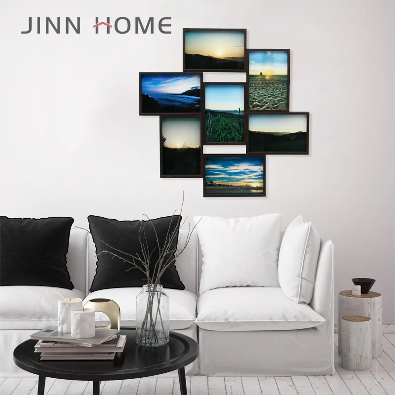 ผู้ผลิตจีน Jinn Home คอลลาจสีดํา 7 เปิดกรอบพลาสติกรูปถ่ายสําหรับชุดกรอบผนังแขวนผนัง