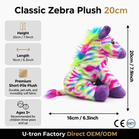 Peluche Zèbre Tie-Dye Arc-en-Ciel 18cm, Animal en Peluche Coloré, Poupée Zèbre Assise, Peluche Douce pour Cadeau Enfant