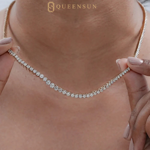 قلادة تنس من الذهب عيار 10 و14 والبلاتين مع ألماس مختبري - سلسلة مرصعة بالكامل بأحجار الزركونيا المكعبة للنساء كهدية - Product Image 2