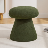 Tabouret/Pouf en Bois et Tissu Crème Style Nordique Moderne pour S'habiller, Se Retrouser ou Se Détendre dans la Chambre ou le Salon
