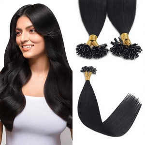 Extensions de cheveux naturels non-Remy à double trame, à pointe en U, en kératine, noir jais, 14 pouces, 50 mèches, 40G - Product Image 2