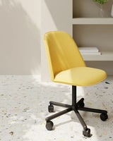 Chaise de travail mobile ergonomique en tissu gris pivotante avec roulettes pour le coworking
