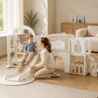 Toboggan multifonctionnel en PEHD pour enfants, équipement de jeu intérieur en plastique, maisonnette pour enfants avec balançoire