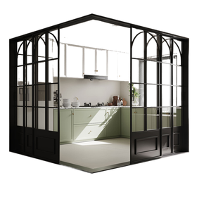 Système ouvert : <span class=keywords><strong>porte</strong></span> coulissante de cuisine, balcon à trois liens de connexion, salon, cloison suspendue, vitre d'angle - Product Image 1
