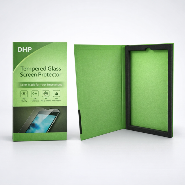Custom Logo Matt Lamination Embossed Tempered Glass Screen Protector Packaging Box with Art Paper for Mobile Phone Accessories