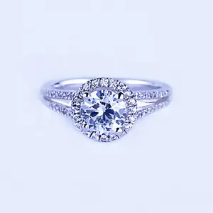 Destiny Cincin Desain Perhiasan, Kualitas Tinggi Bening Berlian Besar CZ Cincin Pernikahan 18K Putih Berlapis Emas Perak Cincin 925