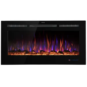 Luxstar Warm Your House LED Light 2 Heaters Remote Control Touch Panel Recessed And Mounted Electric Fireplace