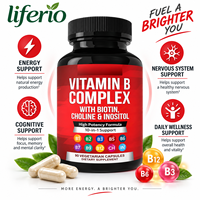Mélange complet de vitamines B végétaliennes 8-en-1, 90 capsules végétariennes pour l'énergie, le métabolisme, le système nerveux et la santé cellulaire des adultes