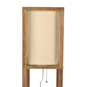 Lámpara de Pie de Madera Natural de Estilo Novedoso con Pantalla de Papel Beige, Base E27, Cuerpo de Hierro, Diseño Rectangular para Dormitorio o Sala de Estar - Product Image 4