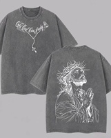 Herren Oversize-T-Shirt aus Gewaschener Baumwolle im Vintage-Stil, Atmungsaktiv, mit Aufdruck 'Nur Gott Kann Mich Beurteilen' und Jesus-Motiv, Christliches Streetwear-Design für Sommer und Fitness
