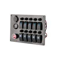 Panneau de commande marin 6 interrupteurs en acier inoxydable IP65 avec bouton de klaxon, chargeur USB, voltmètre 12V, disjoncteur et interrupteur à bascule pour bateau