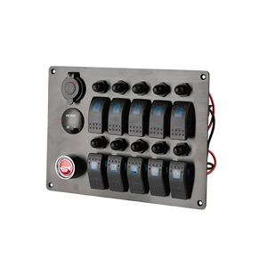 10 Gang Marine Panel Horn Button <b>USB</b> Charger Voltmeter 12V Boat <b>Switch</b> Panel with Circuit Breaker Rocker <b>Switch</b> - Product Image 4