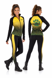 Conjunto de Calentamiento Personalizado para Equipo de Baile, Chaqueta Amarilla con Cierre Completo y Leggings, Traje de Entrenamiento para Animadoras, Ropa Deportiva para <span class=keywords><strong>Mujer</strong></span> - Product Image 3