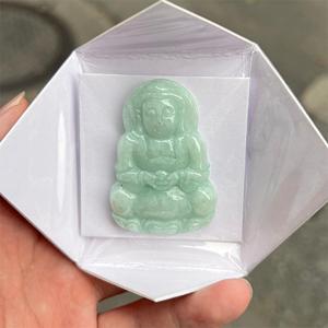 Natural 100% Myanmar a Grade Green <strong>Jade</strong> <strong>Jewelry</strong> Making Type a <strong>Jade</strong> Guanyin Chinese <strong>Carved</strong> Lucky Pendant Chinese Classical - Product Image 4