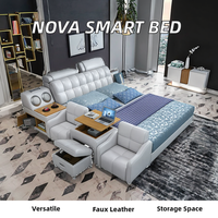 Modernes Design Smart Soft Doppelbett mit Multifunktionalen Eigenschaften Queen-Size Schlafzimmermöbel Inklusive Massagestuhl
