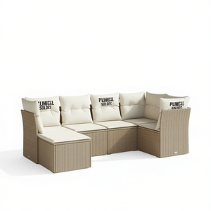 Ensemble de canapés de jardin Plimical en rotin PE beige avec coussins imperméables, design contemporain - Product Image 1
