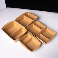Boîtes alimentaires jetables en papier kraft à 2 compartiments, compatibles micro-ondes, pour la préparation des repas