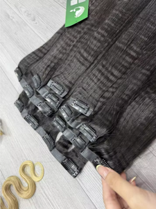 Extensions de cheveux à clips sans couture en gros, 100% cheveux humains Remy, lisses crépus, cheveux vietnamiens - Product Image 3