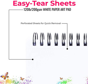 Bview nghệ thuật hỗn hợp phương tiện truyền thông <span class=keywords><strong>Sketchbook</strong></span> 9x12 inch 60 lá lỏng lẻo tấm axit đục lỗ miễn phí 200gsm cho bút chì & màu nước - Product Image 6