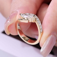 Bague de fiançailles 1CT en or massif 10K/14K/18K avec diamant de laboratoire taille marquise et bande latérale pavée, certifiée IGI CVD/HPHT, personnalisable