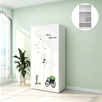 Armoire métallique 4 portes à motifs imprimés, penderie en acier pour chambre à coucher, armoire à vêtements en métal à motifs pour garçons et filles, Lemari Pakaian Besi