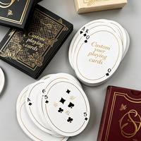 Cartes de tarot personnalisées, cadeau promotionnel familial |   Cartes à jouer ovales avec papier à noyau noir et boîte à rabat estampée à chaud en or
