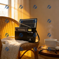 Kts Ktf-1440 Taşınabilir 2 İnç Su Geçirmez Güneş Enerjili Dış Mekan Hoparlörü Kablosuz AM/FM 3 Bantlı Radyo El Feneri USB TF Pil