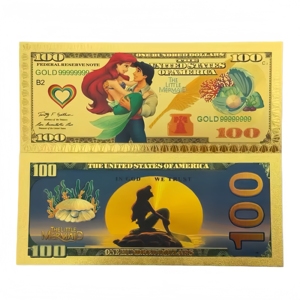 2026 5 Tipos de Billetes de Anime de <span class=keywords><strong>Sirenita</strong></span> de América, Billetes de Anime Bañados en Oro de 24K, Coleccionables en Relieve para Regalos - Product Image 3