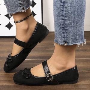 <span class=keywords><strong>Chaussures</strong></span> plates décontractées d'extérieur populaires 2026 pour femmes, en PU couleur unie, antidérapantes, respirantes, style ballerine rétro, pour l'été - Product Image 3