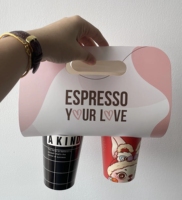 Support de tasse en papier avec insert de plateau et manchon pour boissons à emporter (café, thé, boissons, fleurs, snacks, biscuits, pâtisseries) - Vente chaude