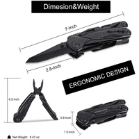 Pince Multifonction Bochen 15 en 1 avec Étui en Nylon, Couteau, Taille Compacte, Allume-Feu, Kit d'Outils de Survie pour Camping, Chasse, EDC