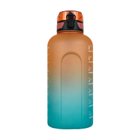 Grande gourde de sport de 74 oz avec bouchon à ouverture rapide, bouteille d'eau motivante avec marqueur de temps, bouteilles d'eau anti-fuite de 2,2 L avec poignée