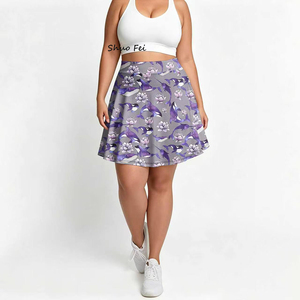 Falda pantalón deportiva para mujer con estampado de orcas y loto, morada, con motivos de vida <span class=keywords><strong>marina</strong></span> y florales, con bolsillo para teléfono, de cintura alta, para gimnasio - Product Image 3
