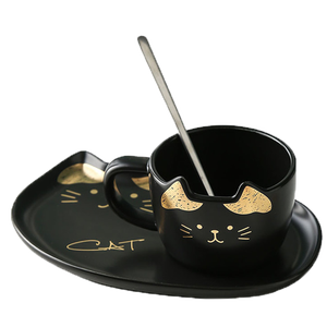 Mug Simons Cat, tasse en céramique mignonne avec plateau, ensemble de petit-déjeuner en porcelaine, mug à café avec plateau à dessert, Tazas Cat - Product Image 5