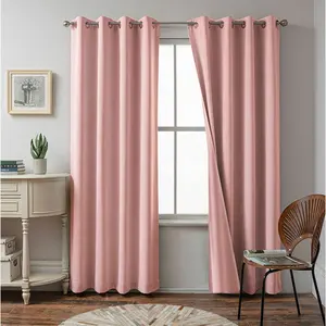 Luxury Curtains Manufacturer140*240cm 100% Blackout Living Room And Dinning Room Curtain Home Textile Solid Color Pink
