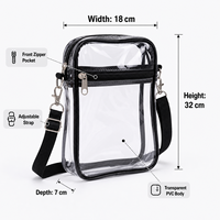 Sac bandoulière transparent en PVC avec logo personnalisé, approuvé pour les stades, sangle réglable, sac à bandoulière transparent, cadeau OEM, vente en gros