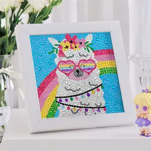 DIY Diamond Painting Kits Kids Cartoon Sheep Animal Diamond Painting Children DIY Painting Frame Home Decor Gift