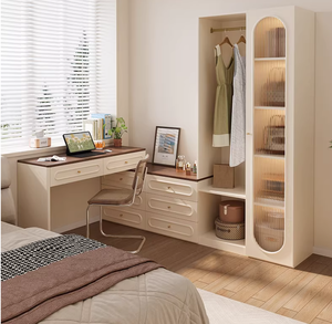 Ensemble intégré de commode et de coiffeuse de style vintage français en crème <span class=keywords><strong>avec</strong></span> tiroirs rétractables personnalisables - Product Image 1