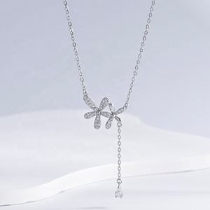 Collar de Plata 925 con Diseño de Gota de Agua, Estrella de Circonio, Chapado en Oro, Geométrico, con Borla, para Mujer, Precio de Fábrica - Product Image 5