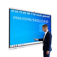 Écran plat interactif électronique LCD tactile 20 points 4K de 65/75/86/98/110 pouces avec cadre en aluminium pour une utilisation en classe