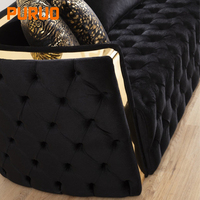 Puruo High-End-Villa Projekt italienisches Design Nubuk leder Sofa schwarzer Samt moderne Luxus Wohnzimmer Villa Sofa Set Möbel
