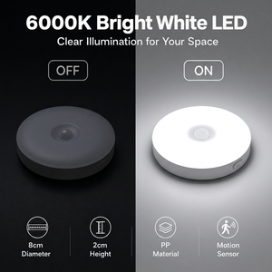 Luz Nocturna LED con Sensor de Movimiento, Recargable, 6000K, Luz Blanca Fría, Redonda, Montaje Magnético, Funciona con Batería, para Uso Doméstico, Escaleras - Product Image 4