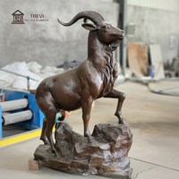 Escultura de Cabra de Bronce TREVI Metal Crafts, Estatua de Animal Salvaje Antigua Grande Personalizada para Decoración de Jardines y Paisajes Urbanos