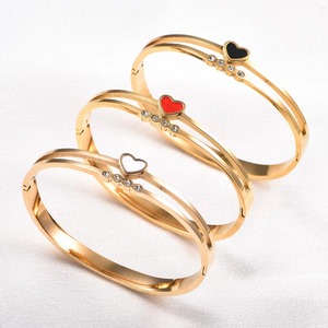 Elegante Brazalete de Acero Inoxidable con Zirconia en Forma de Corazón para Mujer, Brazalete Abrible, Pulsera, Joyería Metálica, Accesorios, Regalo para Fiesta - Product Image 1