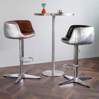 Chaise haute de bar moderne en cuir PU et métal, réglable, pour KTV, boîte de nuit, café et salon