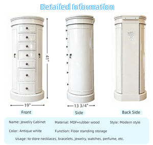 خزانة مجوهرات كبيرة السعة من الخشب الصلب لغرفة النوم مع 8 أدراج، تصميم عصري لتنظيم وتخزين الأغراض - Product Image 4