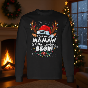 First Time Mamaw 2026 Let The Spoiling Begin Xmas T-shirt à manches longues - Product Image 3